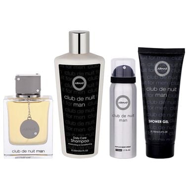 ARMAF Club De Nuit Men 100ml + SG 100ml + Deo 50ml + Shampoo 100ml (Set 4pcs) – Complete Luxury for Men - 100ml + 100ml + 50ml + 100ml - ARMAF
