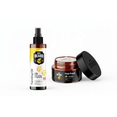 Mr Beard Glow & Nourish Bundle Tanning Oil + Hair Food - Mr Beard